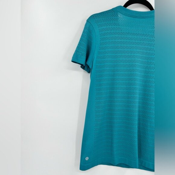 Lululemon Breeze By Short Sleeve Squad T-Shirt Perforated Ice Cave Aqua Blue 6 - Picture 11 of 16